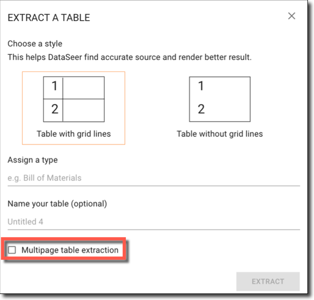 DataSeer Multipage Table Extraction